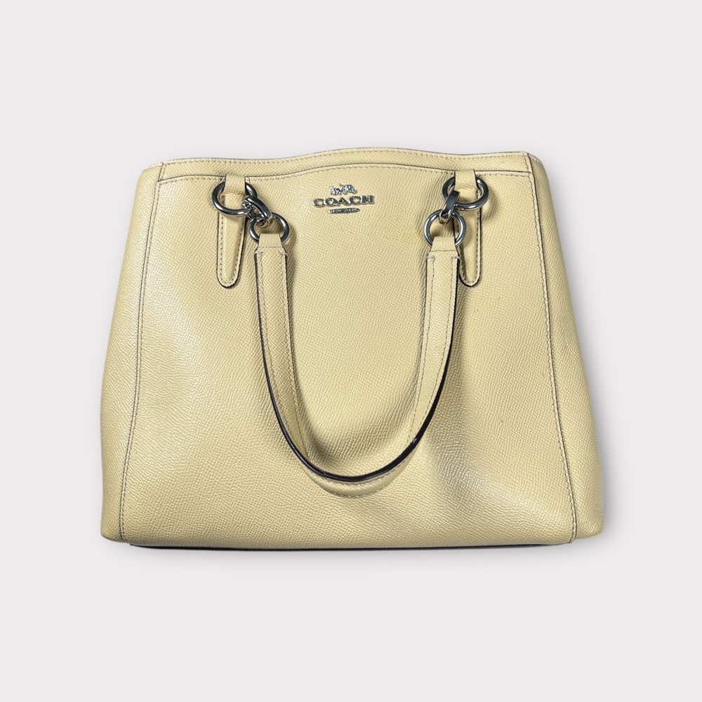 Coach Pale Yellow Leather Tote with Matching Wallet and Floral Scarf - Picture 6 of 16